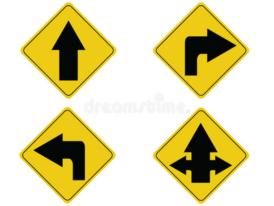 黄箭头交通标志