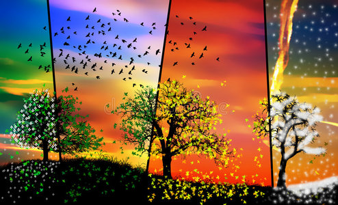 春夏发布会五彩缤纷的季节春夏秋冬照片