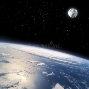 从太空看地球弯曲的地平线照片