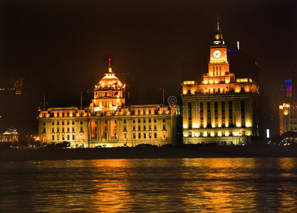 上海外滩夜景特写图片
