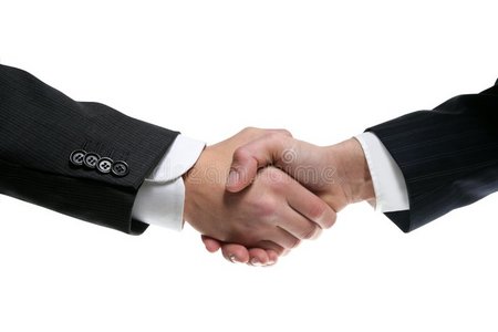 生意伙伴与西装握手