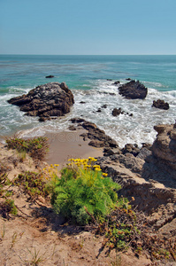 加州马里布的岩石海滩