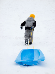 拉雪橇的男孩图片