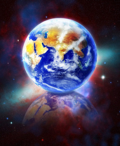 地球,我们的家园地球,在太空中照片