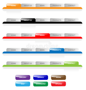 网站导航选项卡按钮，渐变矢量模板栏菜单选项卡网站元素用户界面网站设计元素按钮标题设置主页