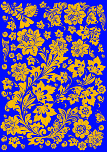蓝色金色花朵背景
