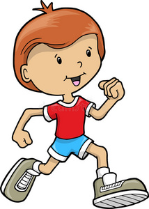 矢量彩色卡通插画跑步鞋幸福的漫画小孩跑步,矢量框架和一复制品sp一