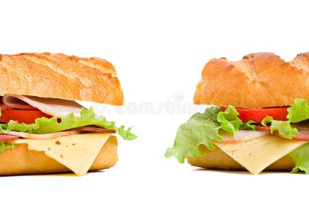 两个法式面包三明治