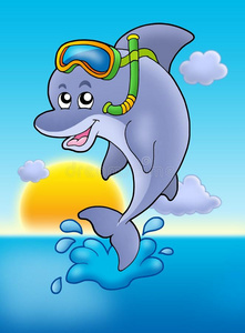 落日海豚潜水员
