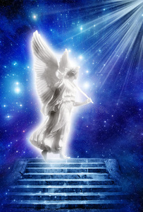 带着光线的天使照片