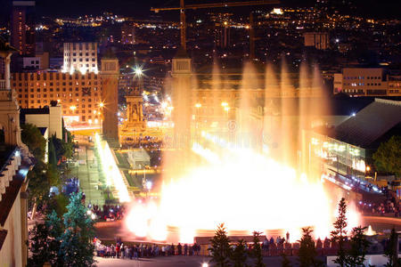西班牙巴塞罗那的魔法喷泉