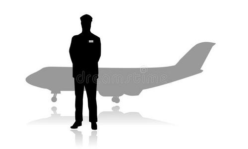 喷气式飞机飞行员或飞行员轮廓图片