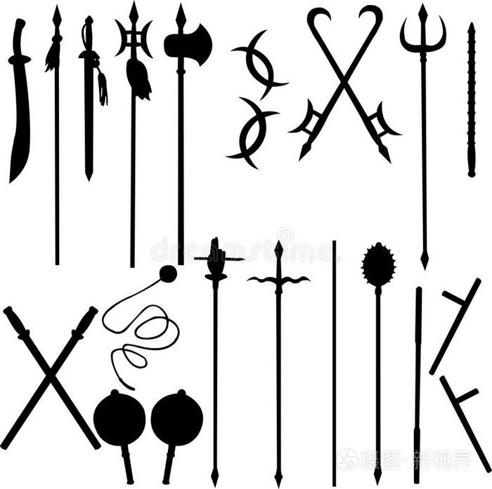 十八件中国古代兵器插画 正版商用图片0iew6d 摄图新视界