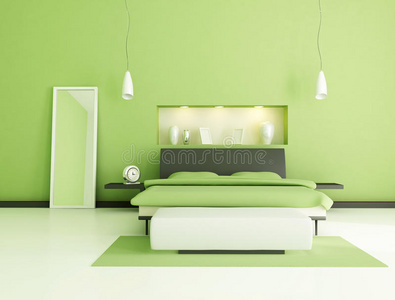 绿色现代卧室