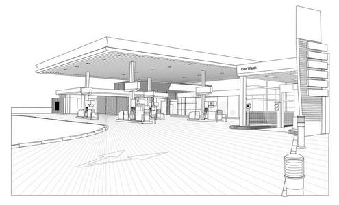 加油站外形图照片