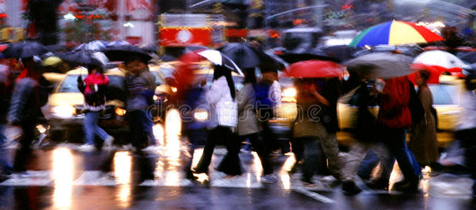 时代广场雨景图片