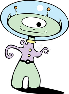 外国人或火星人卡通字符组宇航员走在科幻的内政.火星人.scifi 概念.