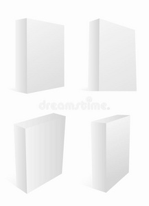 四种不同角度的三维空白软件盒