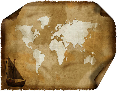 古朗格复古纸上的旧世界地图