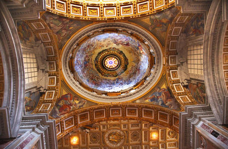 梵蒂冈内部美丽的天花板穹顶罗马意大利