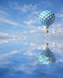 三维蓝白格子气球图片