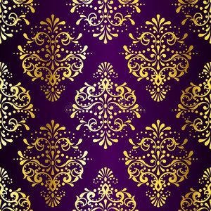 精致的金色紫色无缝纱丽图案照片