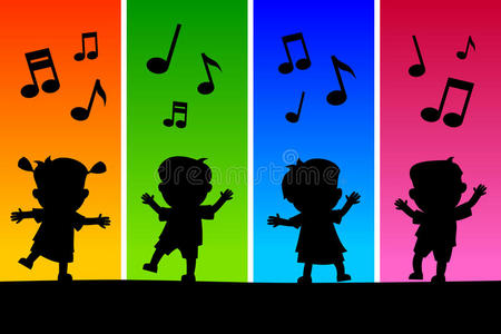 儿童舞蹈剪影照片