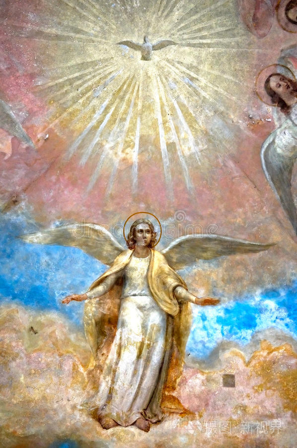 的宗教绘画教堂天花板场景与耶稣教堂绘画神壁画壁画圣人天使和世界