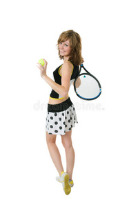 拿着网球拍的好女孩