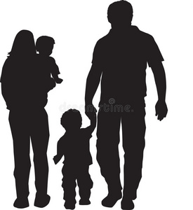 幸福的家庭的剪影在一元在沙滩上玩的人家庭剪影大的家庭剪影幸福家庭