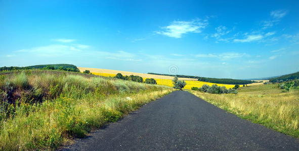 乌克兰夏季农田沥青路面