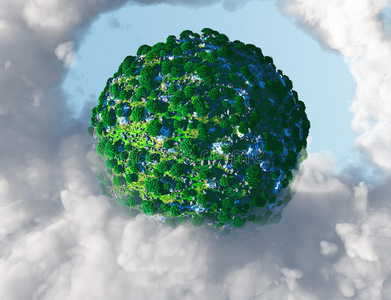 被气体包围的绿色星球照片