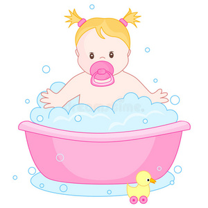女婴洗澡照片