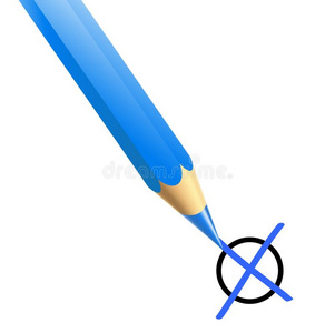 蓝色铅笔标记x