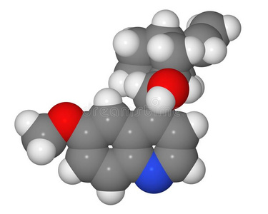 奎宁分子的空间填充模型