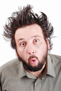 一头搞笑发型表情年轻男模照片