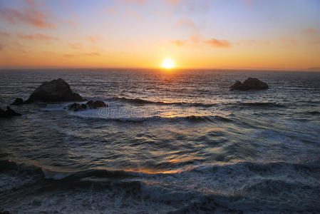 旧金山海洋沙滩日落
