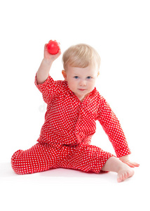 穿着红色睡衣的幼儿图片
