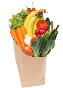 装满健康水果的食品袋