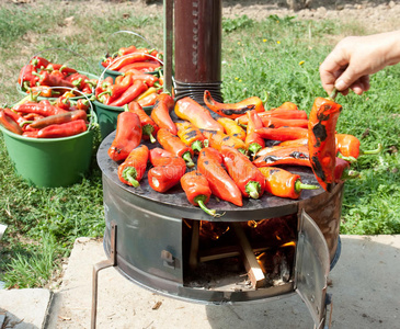烤红辣椒作冬季食品图片