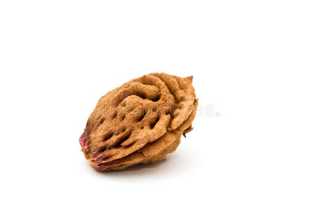 碗里装满樱桃木制的桌子上桃子与壳核桃子.设置桃子, 块, 片桃子.