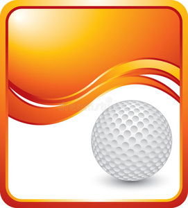 橙色波背景下的高尔夫球