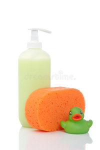 橡胶鸭肥皂和海绵