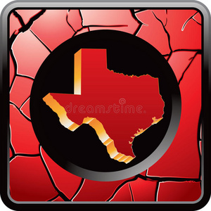 得克萨斯州图标上有红色裂纹的网络按钮