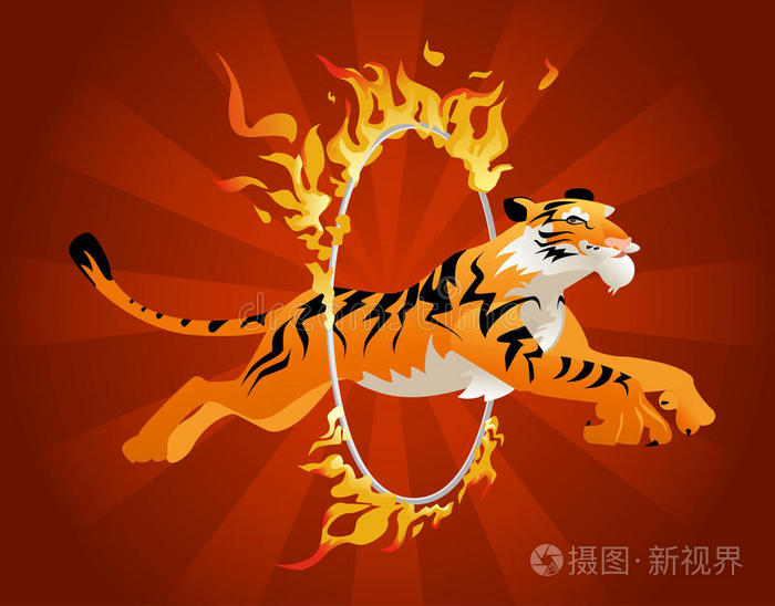 老虎从火圈里跳了出来