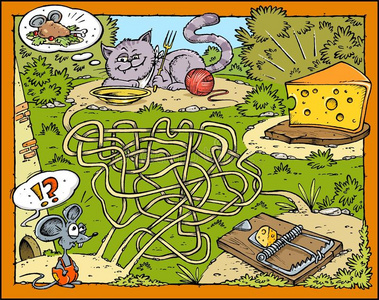 老鼠奶酪猫陷阱迷宫照片