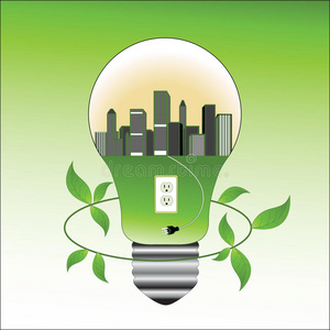 环境概念灯泡与城市
