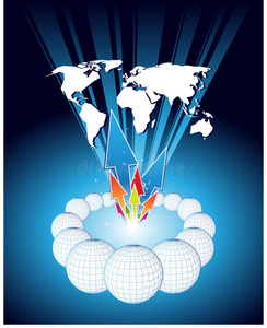 世界地图和箭头