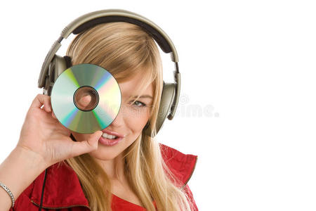 听音乐的女孩播放cd照片