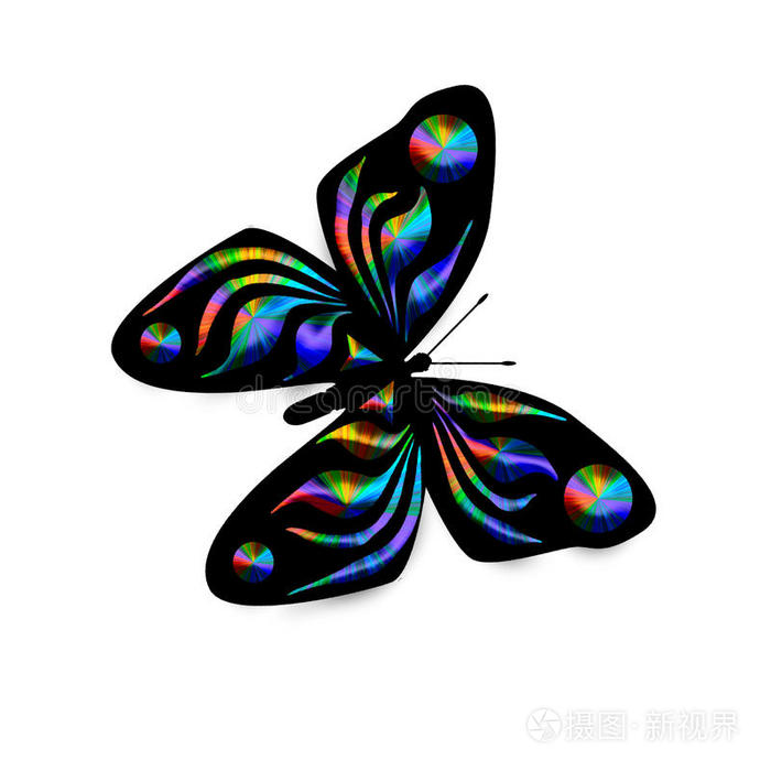 彩虹蝴蝶插画